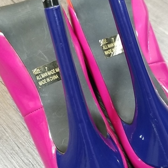 Charlotte Russe Tri-Colour Platform Peep Toe Heels - Picture 6 of 7